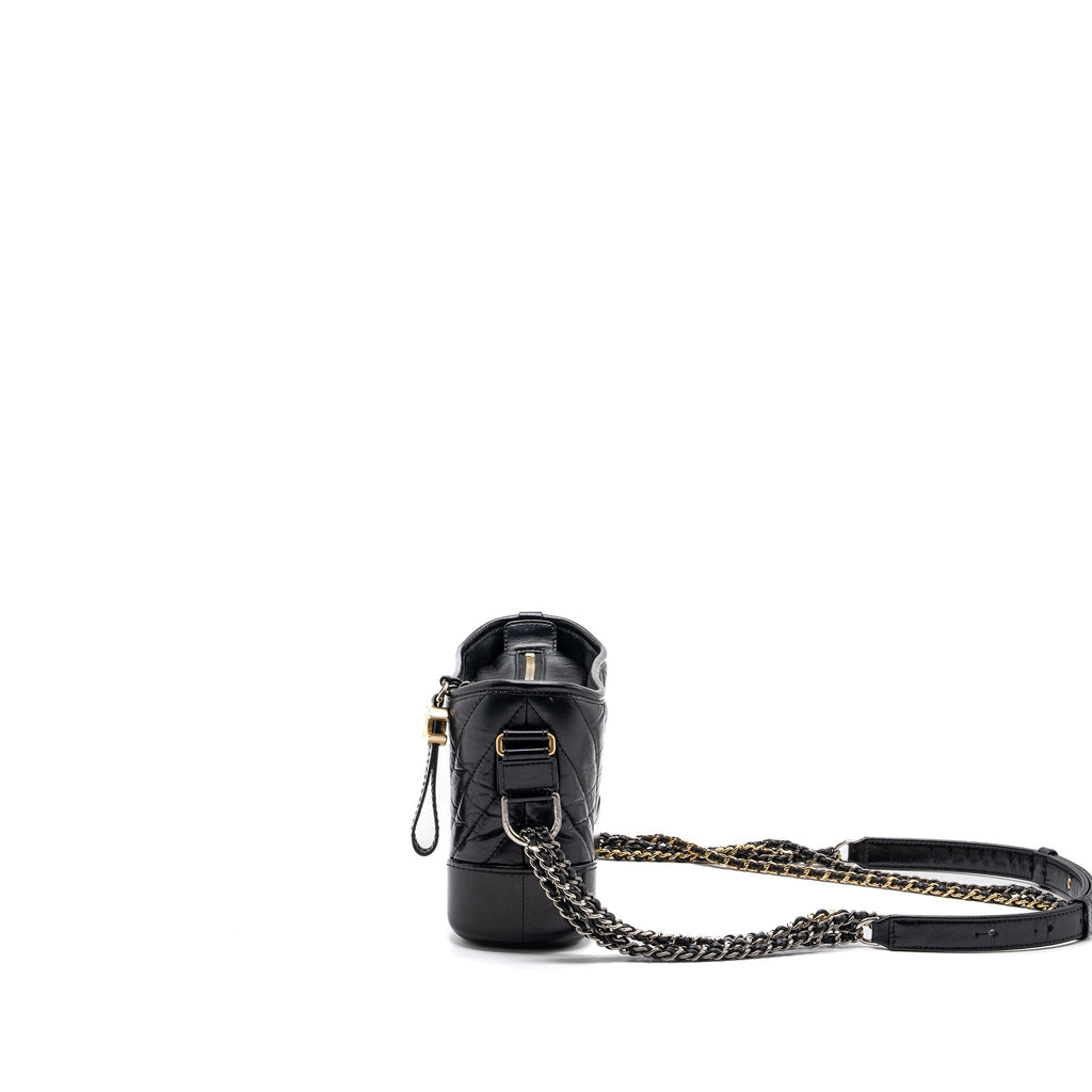 CHANEL CHEVRON SMALL GABRIELLE HOBO BAG CALFSKIN BLACK MULTICOLOR HARDWARE