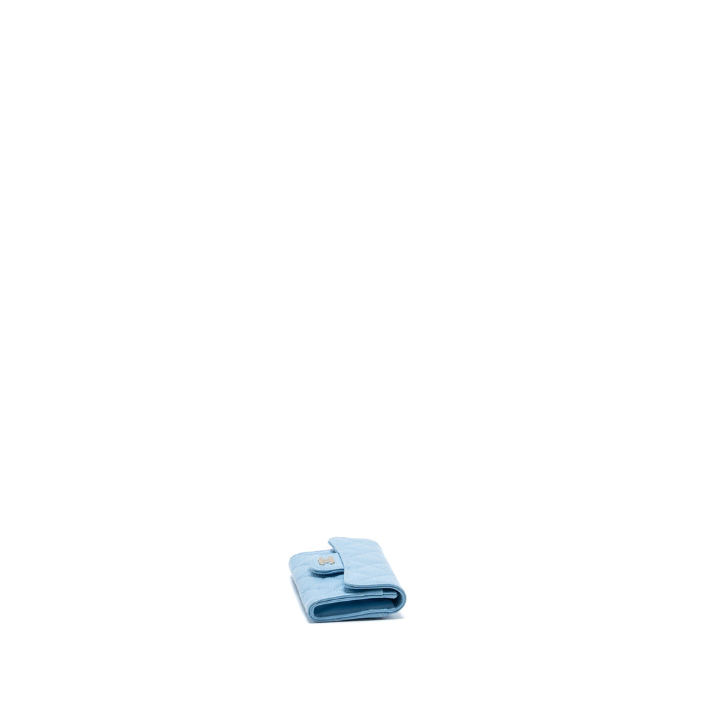 CHANEL CLASSIC FLAP CARD HOLDER CAVIAR BLUE LGHW (MICROCHIP)