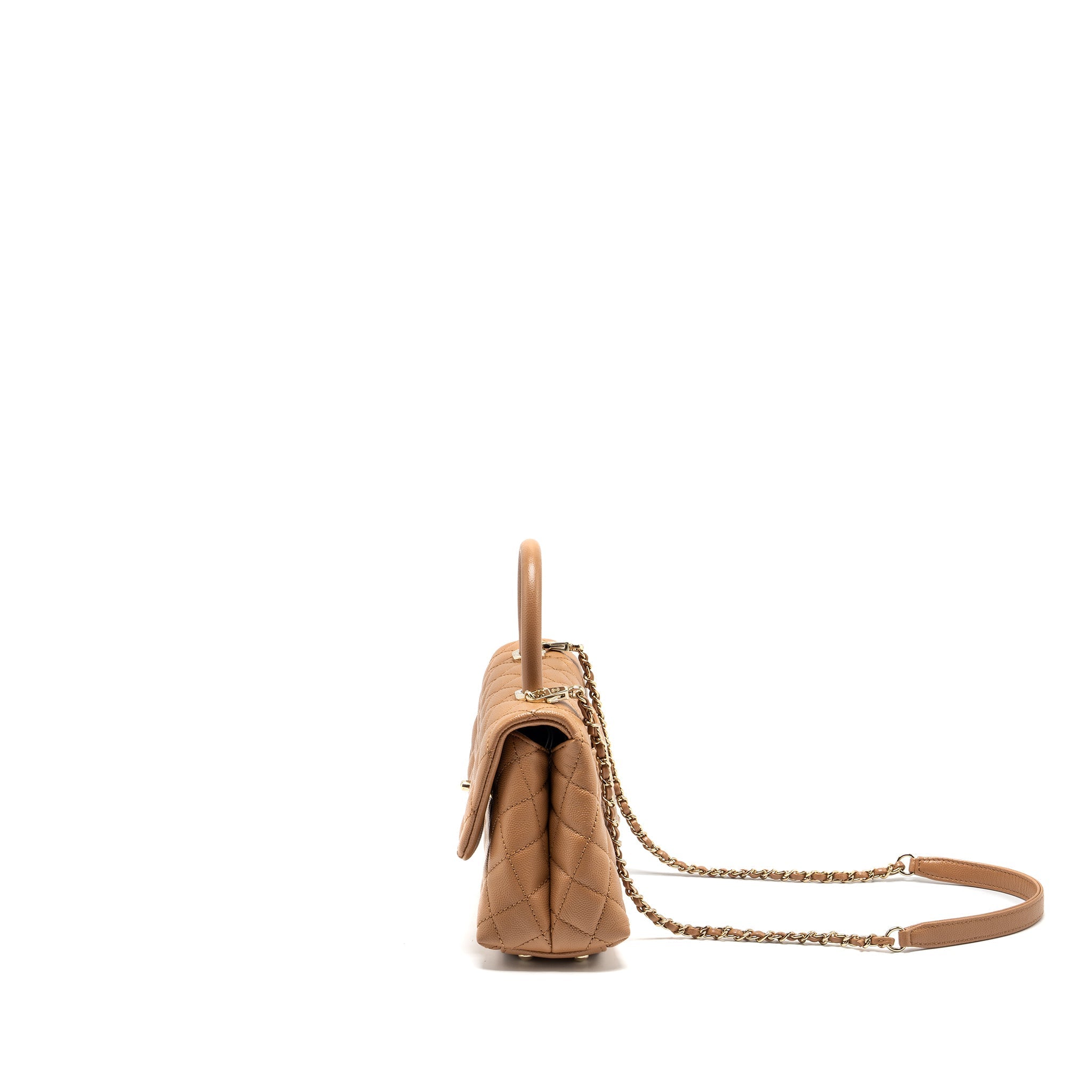 CHANEL 21P SMALL COCO HANDLE CAVIAR CARAMEL LGHW