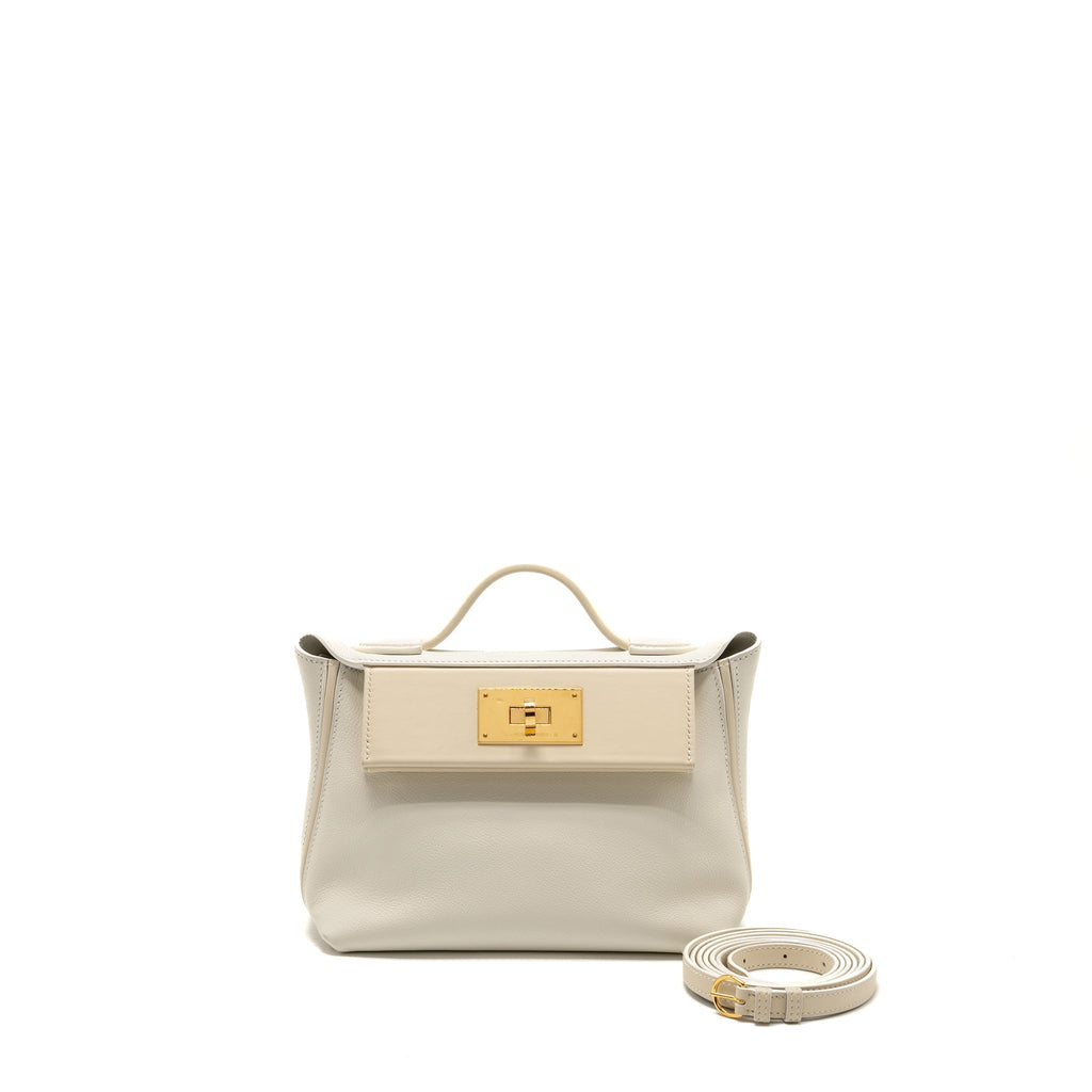 HERMES MINI 2424 24/24-21 BAG EVERCOLOR/SWIFT BLANC / NATA GHW