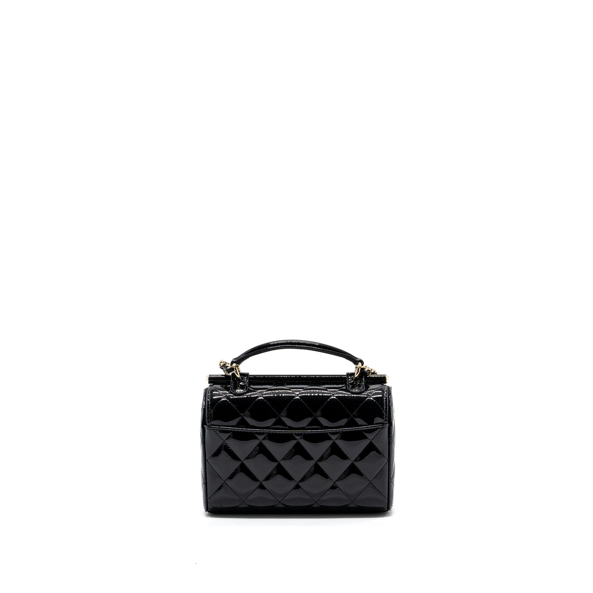 CHANEL SMALL TRENDY CC DUAL FLAP BAG PATENT BLACK LGHW (MICROCHIP)