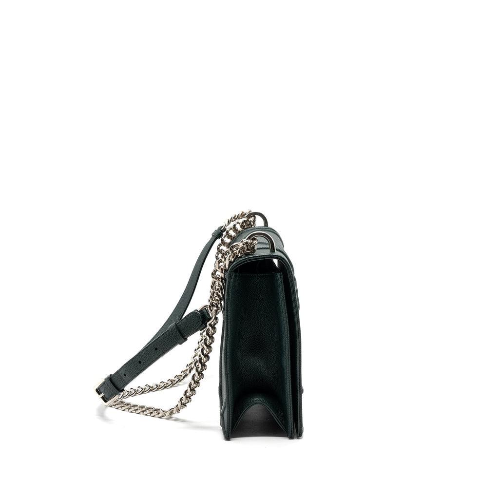 DIOR LARGE DIORAMA BAG GRAINED CALFSKIN DARK GREEN SHW
