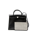 HERMES HERBAG 31 ZIP BAG TOILE H BERLINE CANVAS/VACHE HUNTER BLACK/ECRU SHW