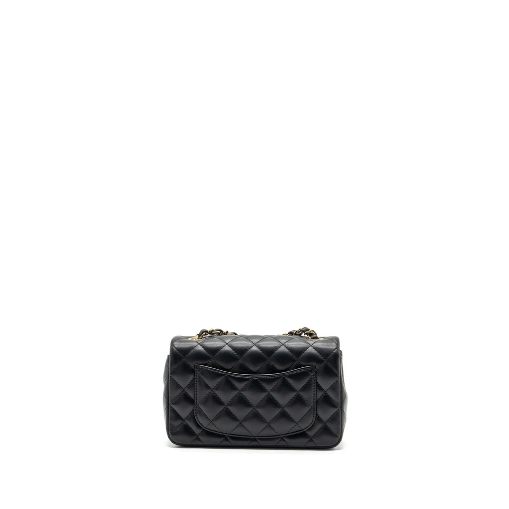 CHANEL CLASSIC MINI RECTANGULAR FLAP BAG LAMBSKIN BLACK LGHW (MICROCHIP)