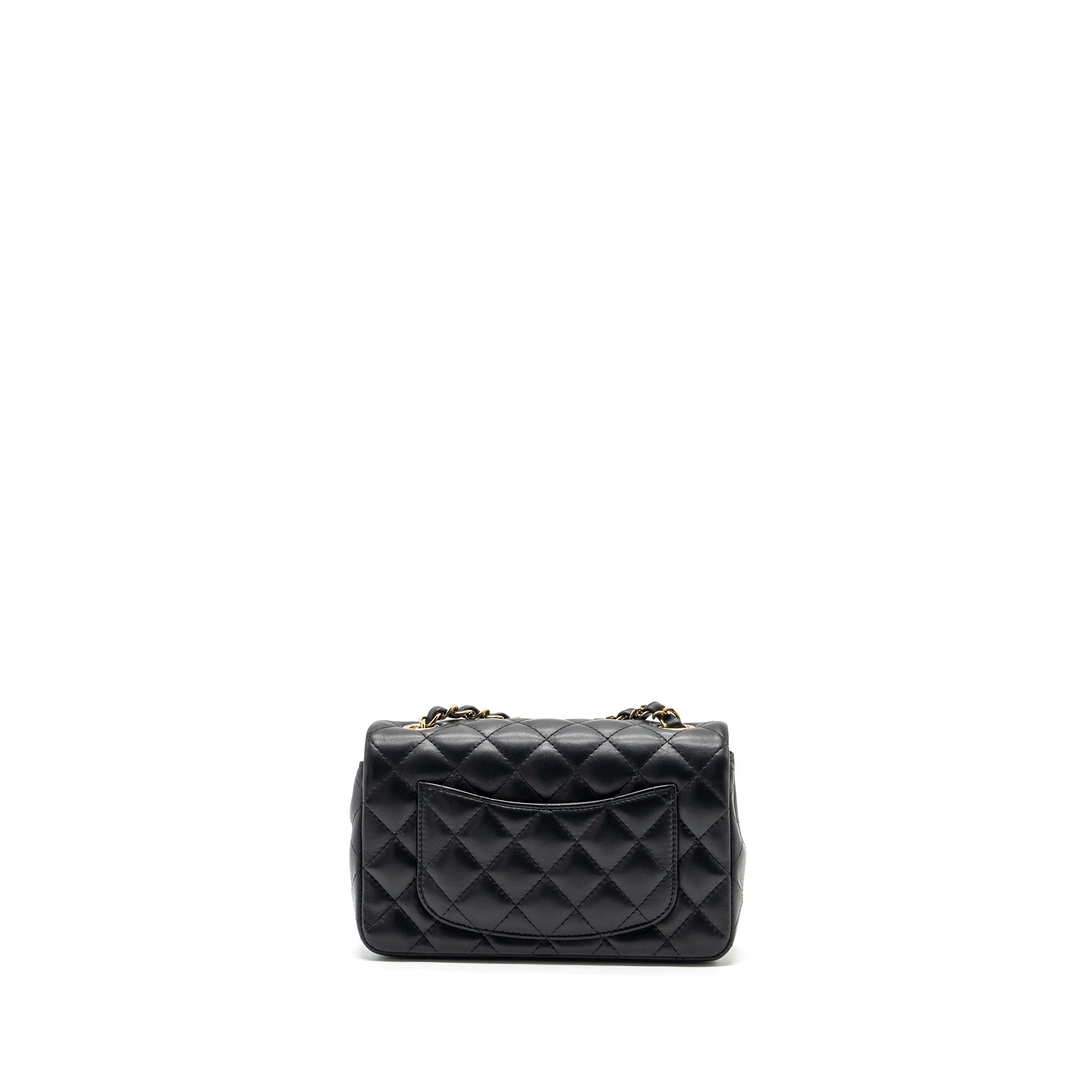 CHANEL CLASSIC MINI RECTANGULAR FLAP BAG LAMBSKIN BLACK LGHW (MICROCHIP)