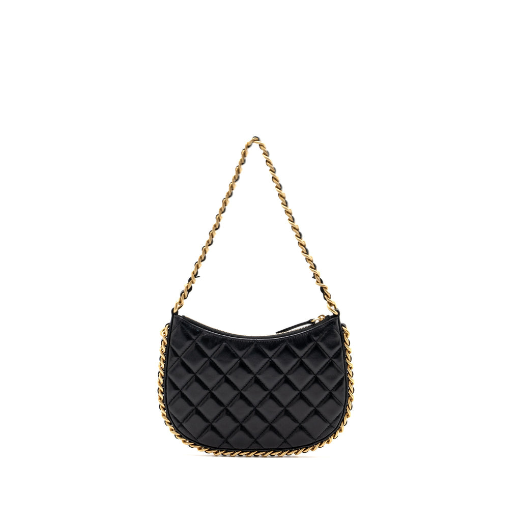 CHANEL HOBO SHOULDER BAG LAMBSKIN BLACK GHW(MICROCHIP)