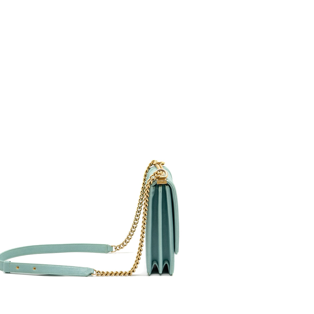CHANEL NORTH SOUTH BOY BAG CAVIAR LIGHT BLUE GHW