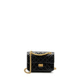 CHANEL MINI 2.55 REISSUE FLAP BAG AGED CALFSKIN BLACK BRUSHED GHW (MICROCHIP)