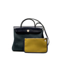 HERMES HERBAG 31 ZIP BAG CANVAS / HUNTER VERT CYPRES / VERT OLIVE / BLUE INDIGO SHW