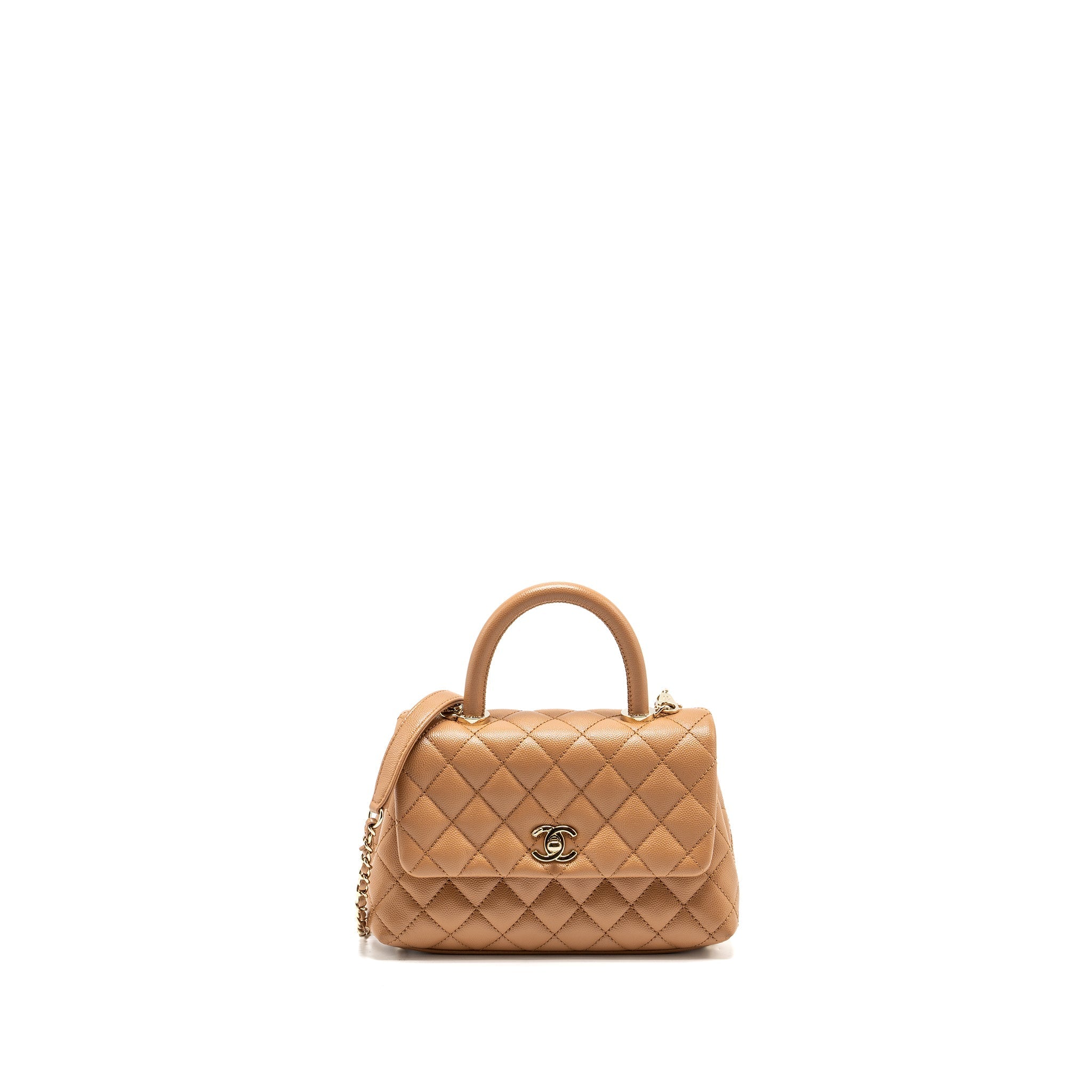 CHANEL 21P SMALL COCO HANDLE CAVIAR CARAMEL LGHW