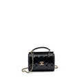CHANEL SMALL TRENDY CC DUAL FLAP BAG PATENT BLACK LGHW (MICROCHIP)