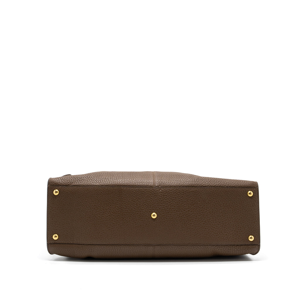FENDI PEEKABOO X-LITE ROMA AMOR HANDLE BAG CALFSKIN BROWN/PINK/RED GHW