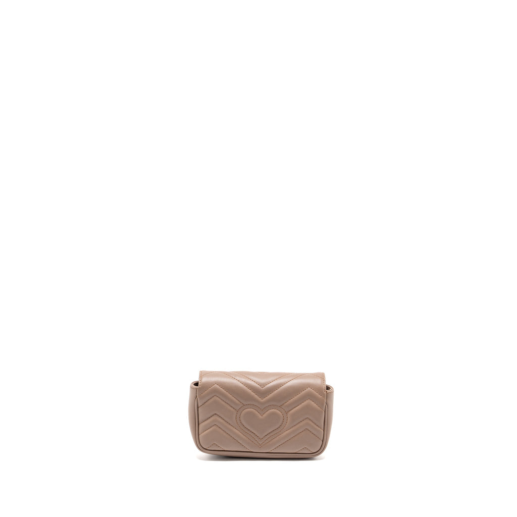 GUCCI SUPER MINI GG MARMONT CALFSKIN BEIGE GHW