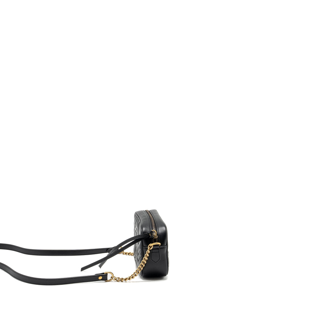 GUCCI GG MARMONT MATELASSE MINI CAMERA BAG CALFSKIN BLACK GHW