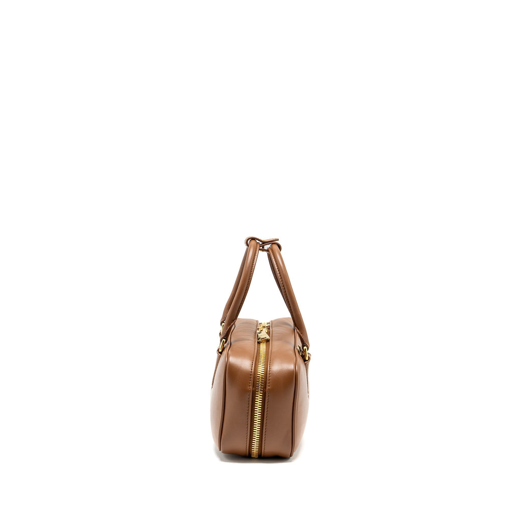 MIU MIU COGNAC ARCADIE LEATHER BAG GHW