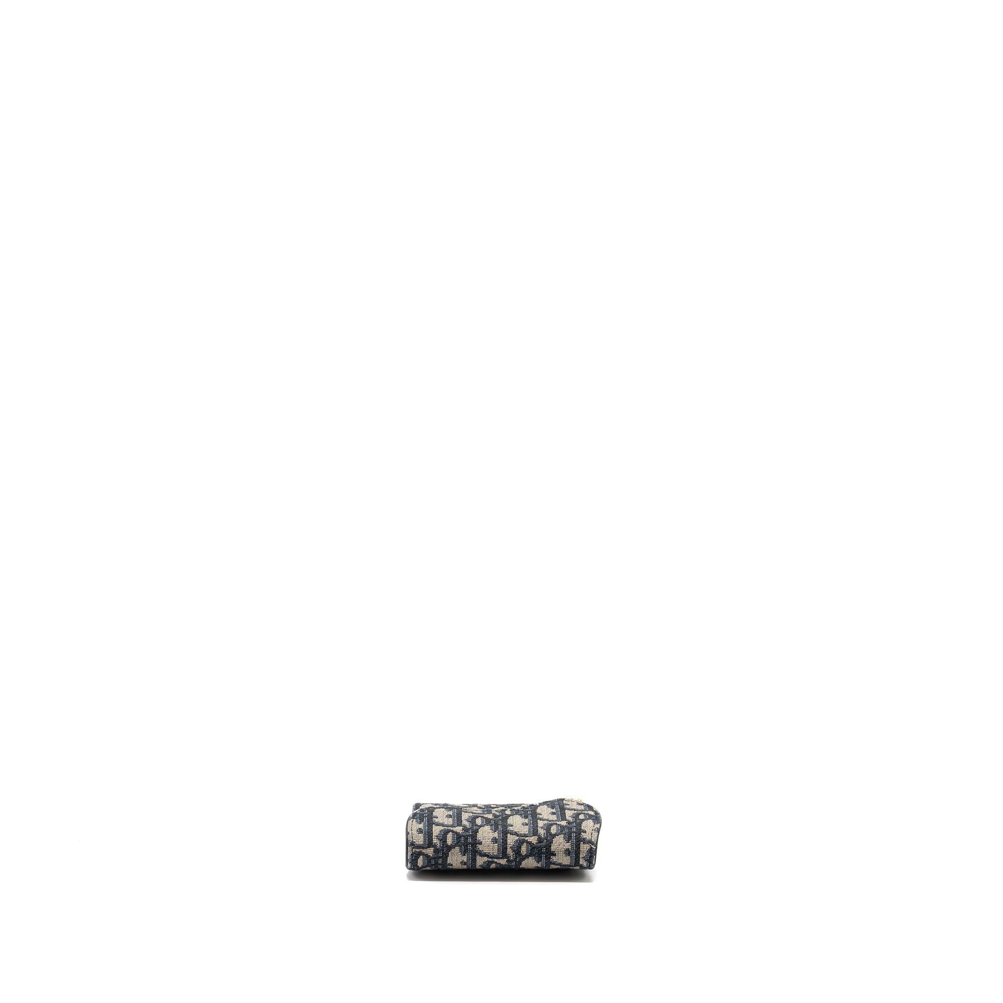 DIOR SADDLE FLAP CARD HOLDER OBLIQUE CANVAS BLUE GHW