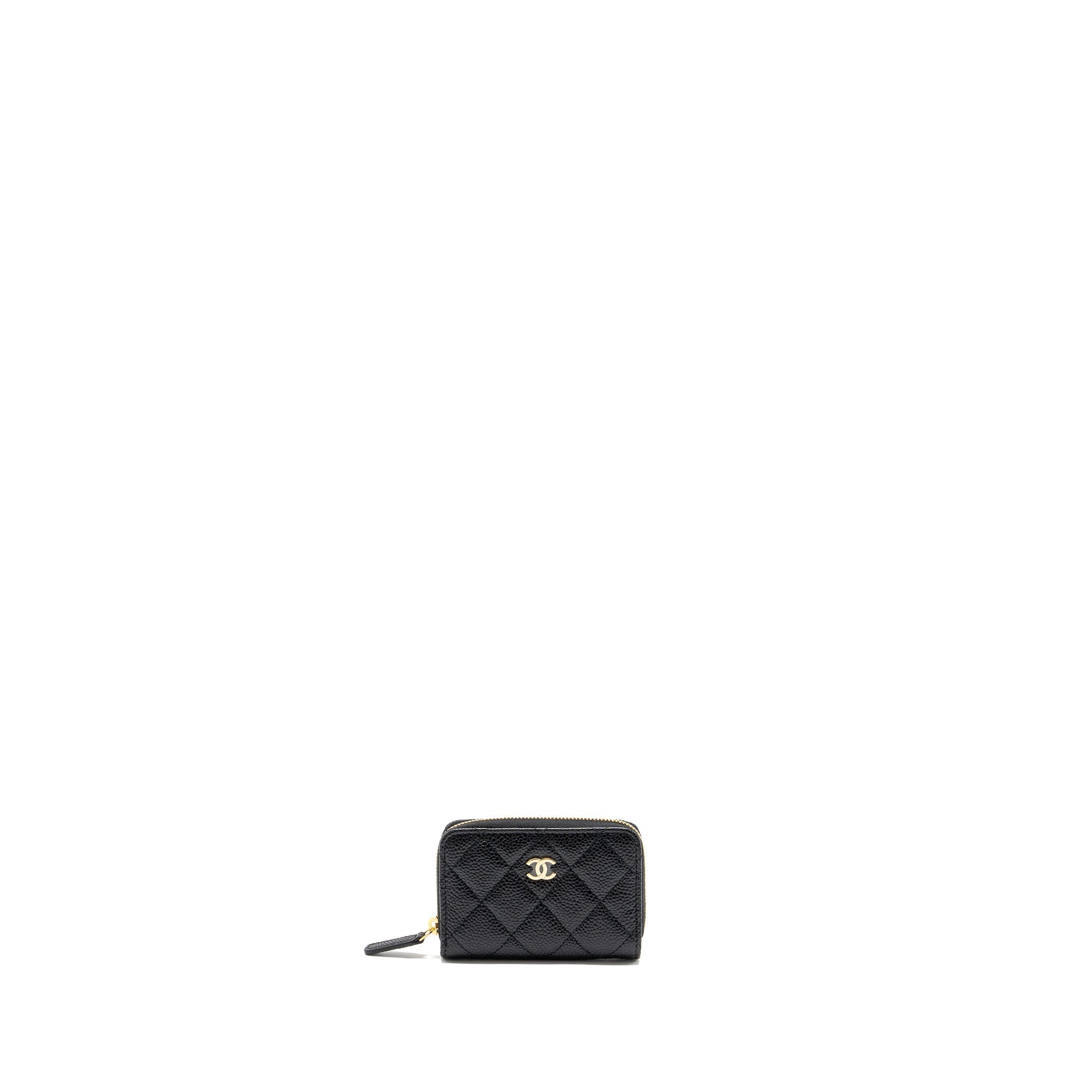 CHANEL ZIPPER CARD HOLDER CAVIAR BLACK GHW(MICROCHIP)
