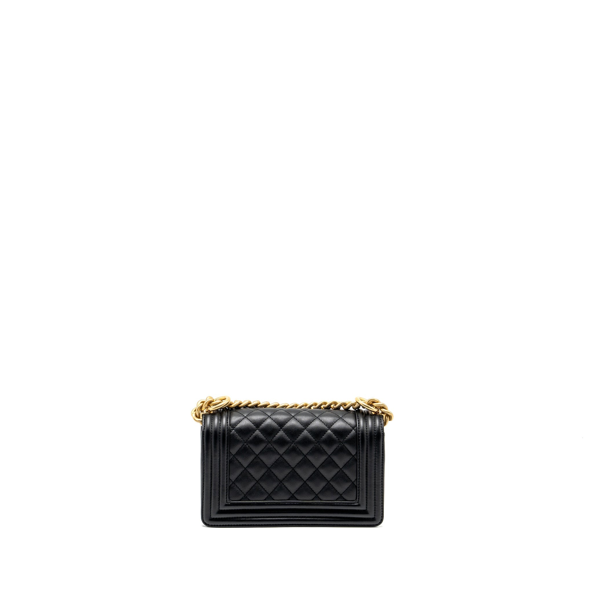 CHANEL SMALL BOY BAG SMOOTH CALFSKIN BLACK GHW(MICROCHIP)