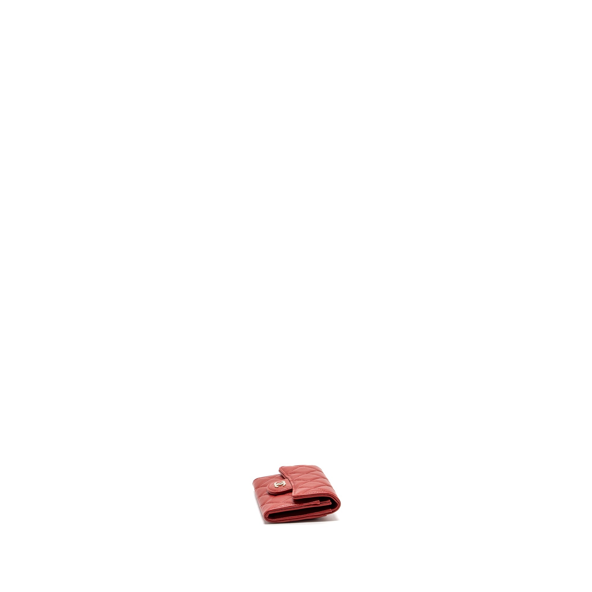 CHANEL FLAP CARD HOLDER LAMBSKIN RED SHW