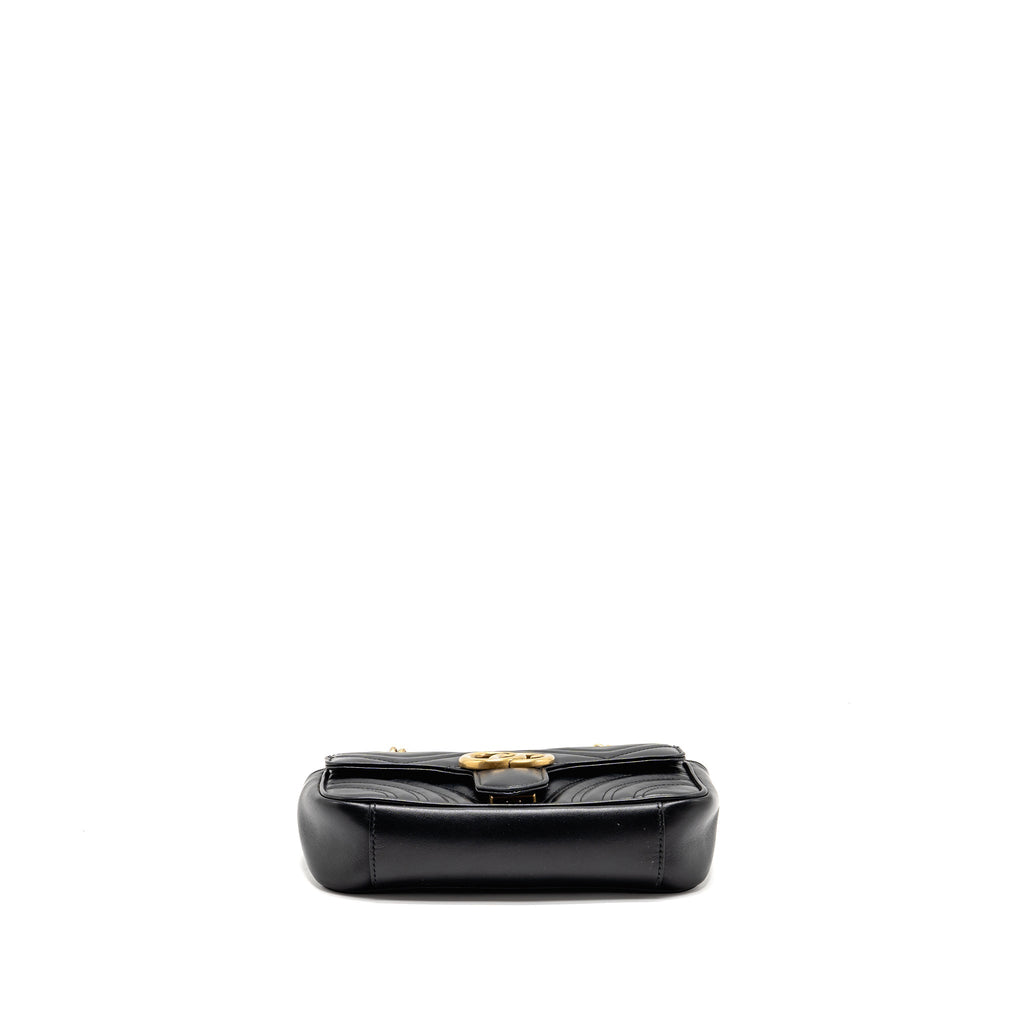 GUCCI MINI GG MARMONT FLAP BAG CALFSKIN BLACK GHW