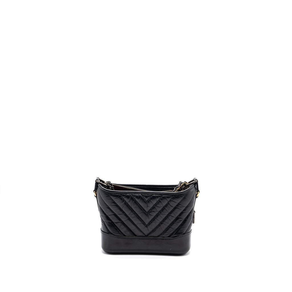 CHANEL CHEVRON SMALL GABRIELLE HOBO BAG CALFSKIN BLACK MULTICOLOR HARDWARE