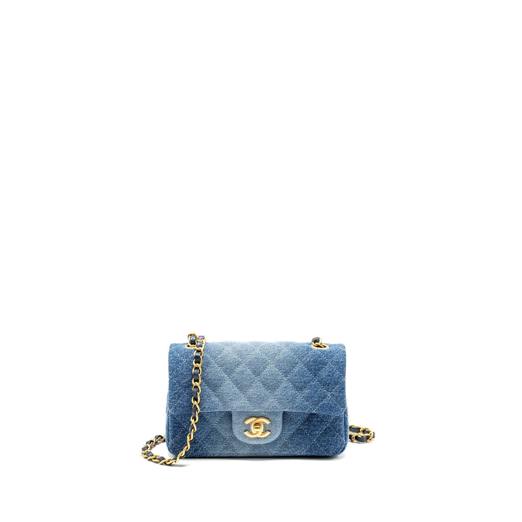 CHANEL 24S MINI RECTANGULAR FLAP BAG DENIM BLUE GHW (MICROCHIP)
