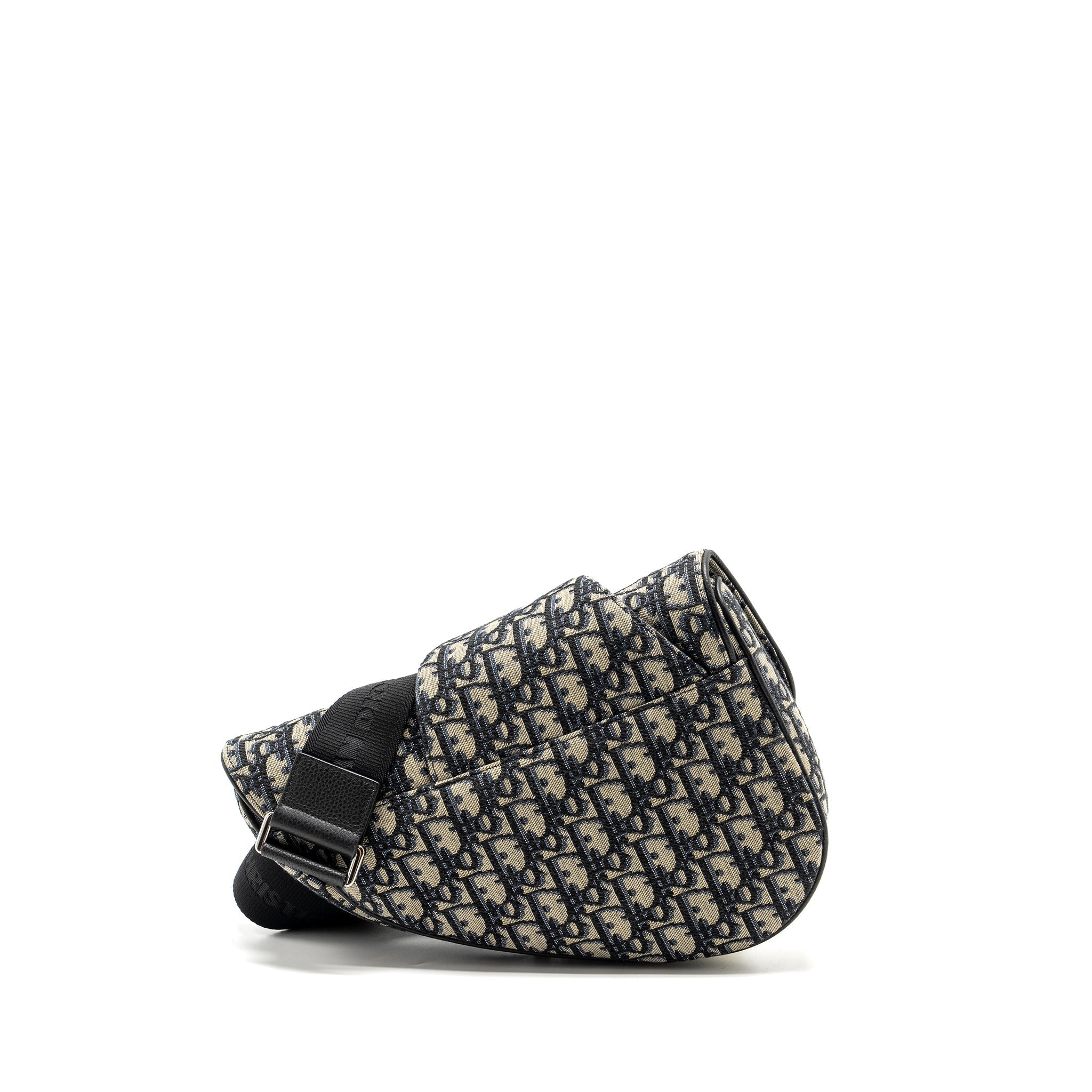 DIOR HOMME SADDLE BAG OBLIQUE JACQUARD BEIGE/BLACK GHW
