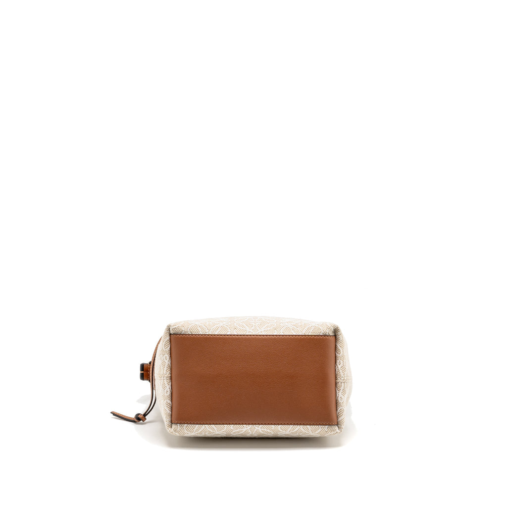 LOEWE SMALL CUBI BAG ANAGRAM JACQUARD CALFSKIN BEIGE/BROWN GHW