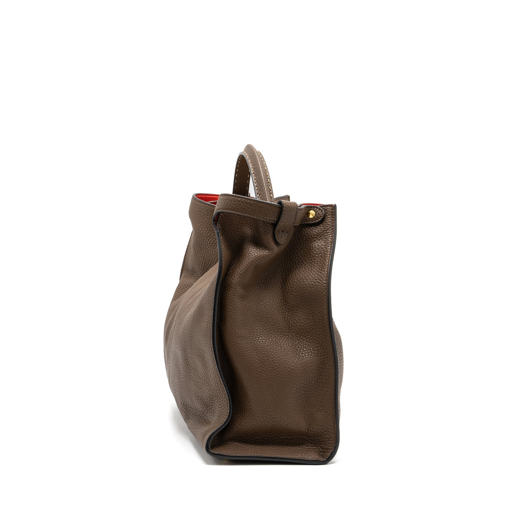 FENDI PEEKABOO X-LITE ROMA AMOR HANDLE BAG CALFSKIN BROWN/PINK/RED GHW