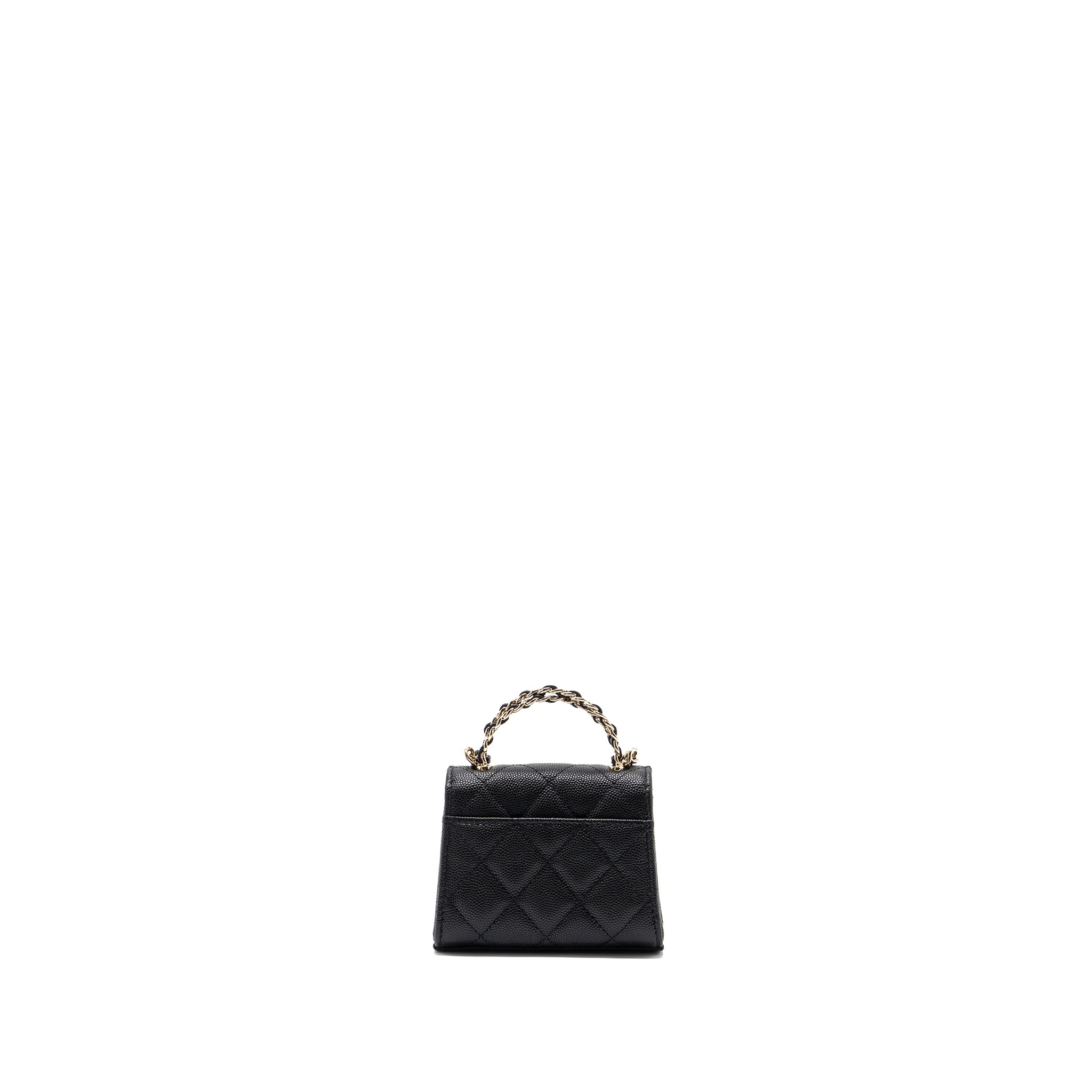 CHANEL MINI TOP HANDLE FLAP BAG CAVIAR BLACK LGHW (MICROCHIP)