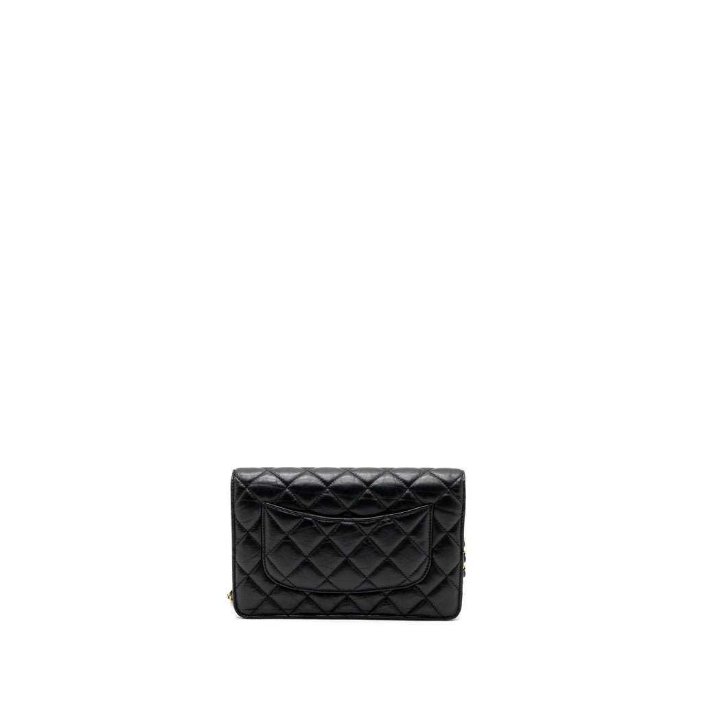 CHANEL 2.55 REISSUE LUCKY CHARMS WALLET ON CHAIN AGED CALFSKIN BLACK GHW