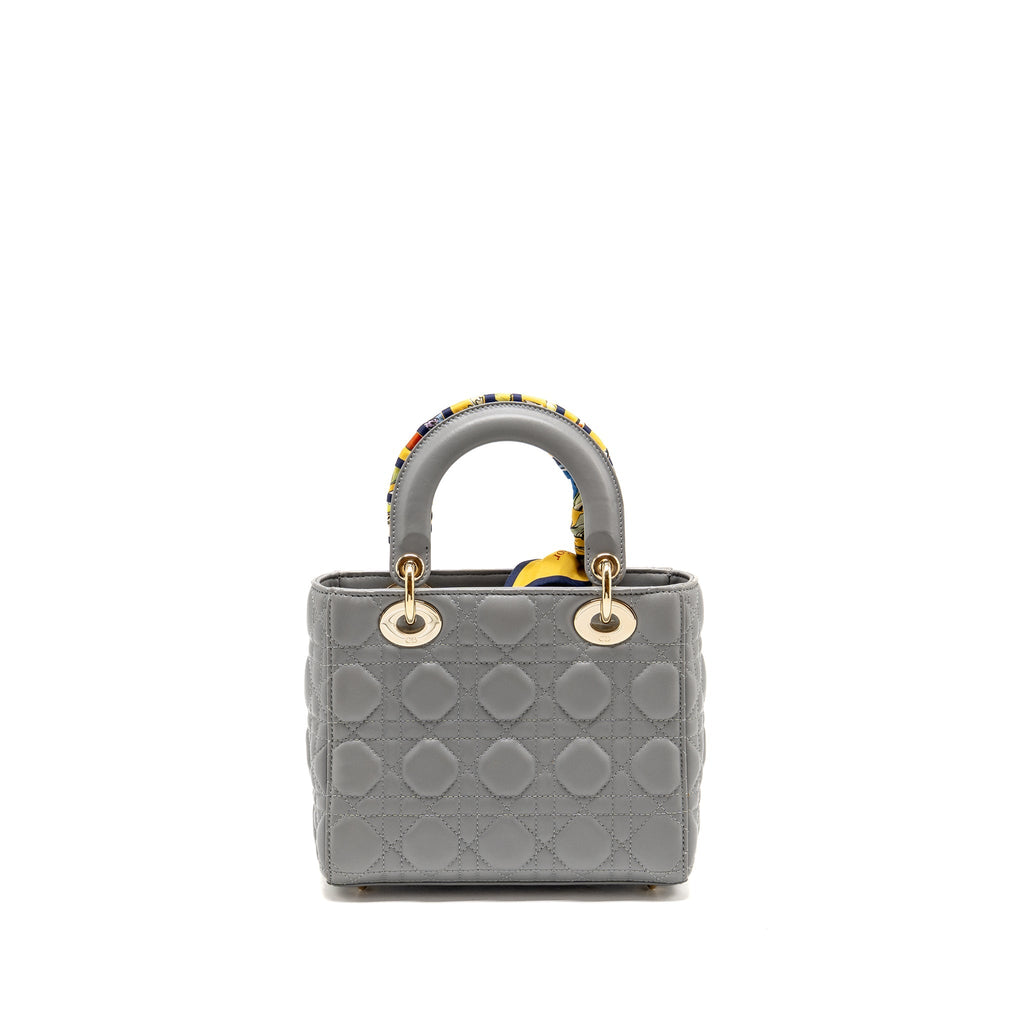 DIOR SMALL LADY DIOR MY ABCDIOR BAG CANNAGE LAMBSKIN GREY LGHW