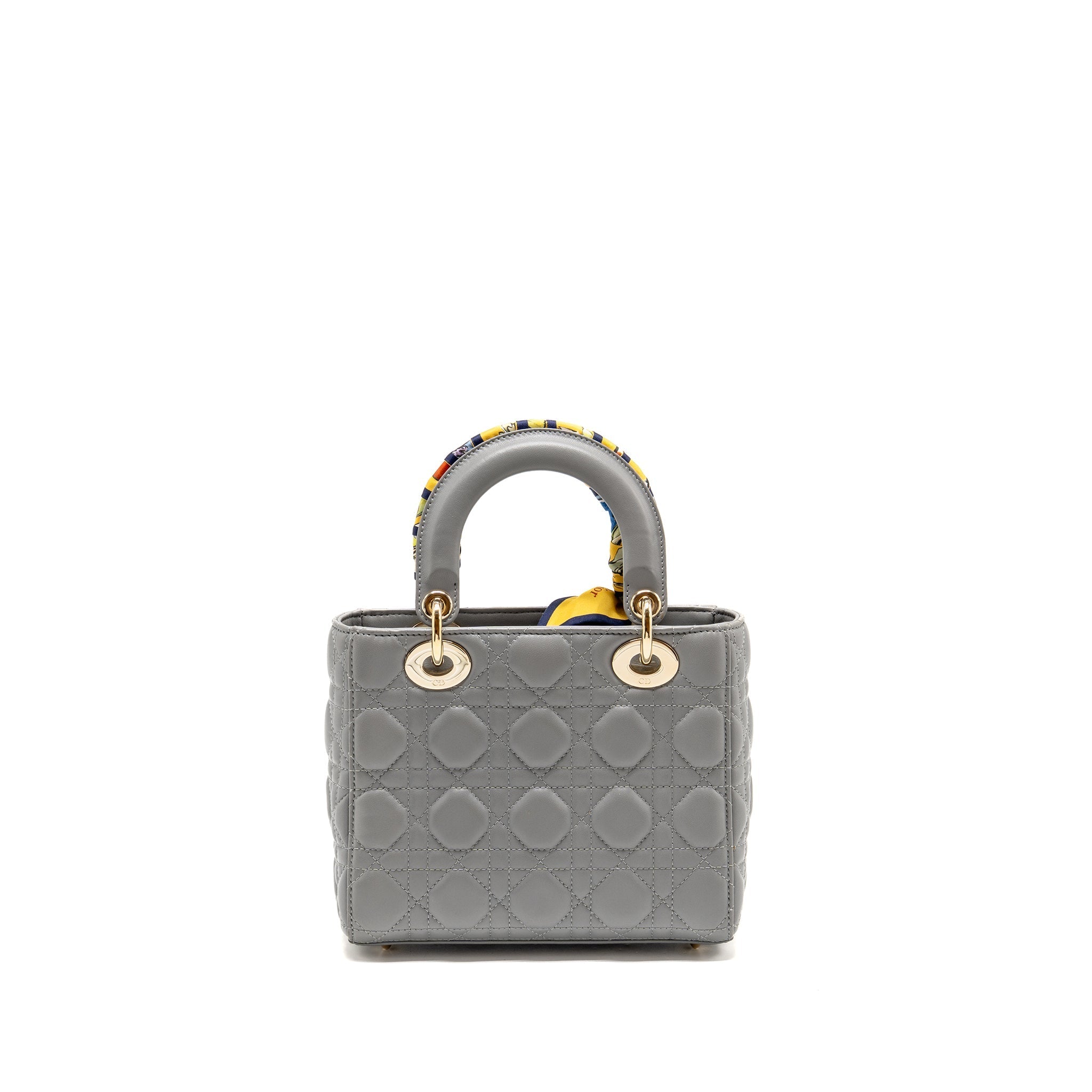 DIOR SMALL LADY DIOR MY ABCDIOR BAG CANNAGE LAMBSKIN GREY LGHW