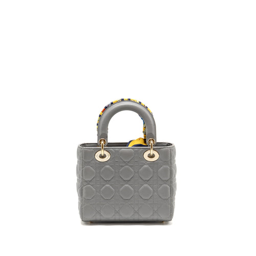 DIOR SMALL LADY DIOR MY ABCDIOR BAG CANNAGE LAMBSKIN GREY LGHW