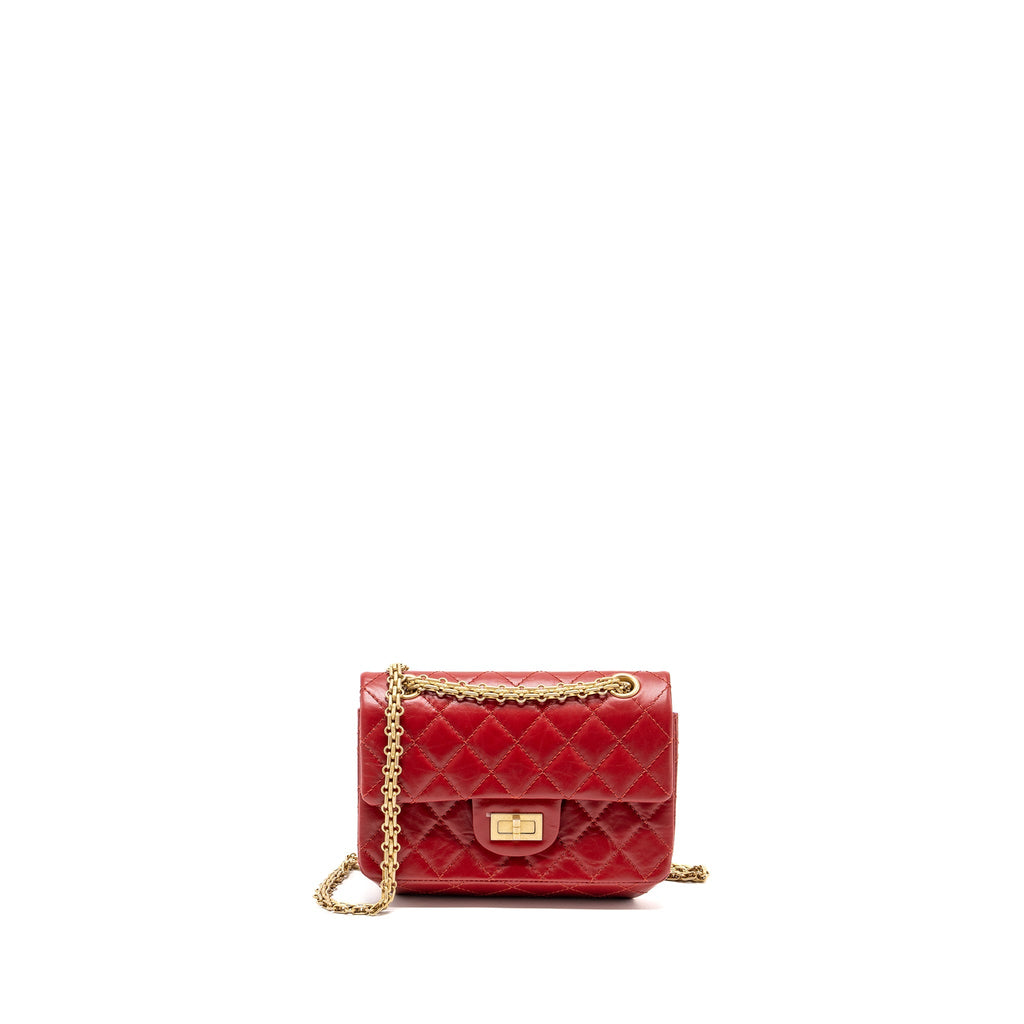 CHANEL MINI 2.55 REISSUE FLAP BAG AGED CALFSKIN RED GHW