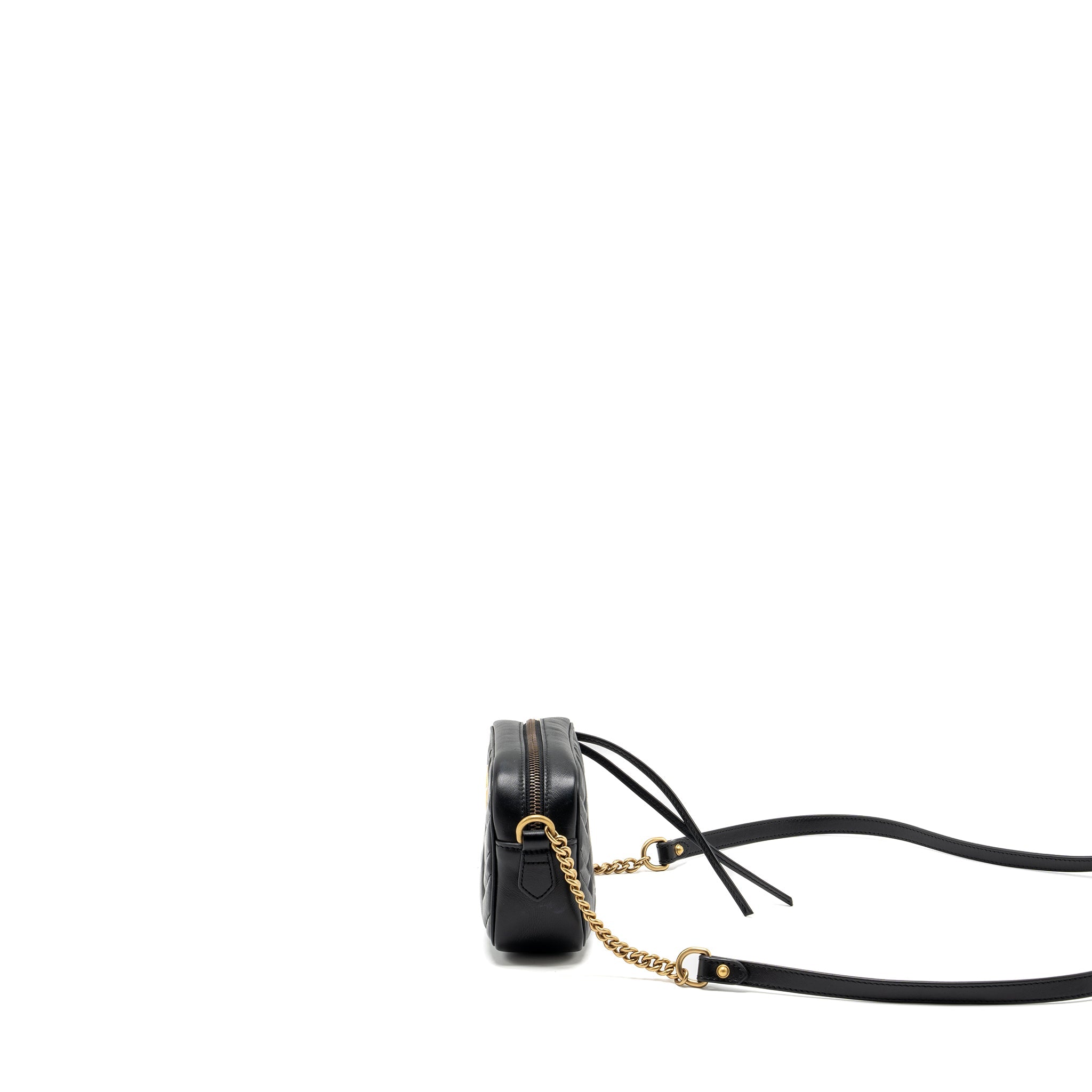 GUCCI GG MARMONT MATELASSE MINI CAMERA BAG CALFSKIN BLACK GHW