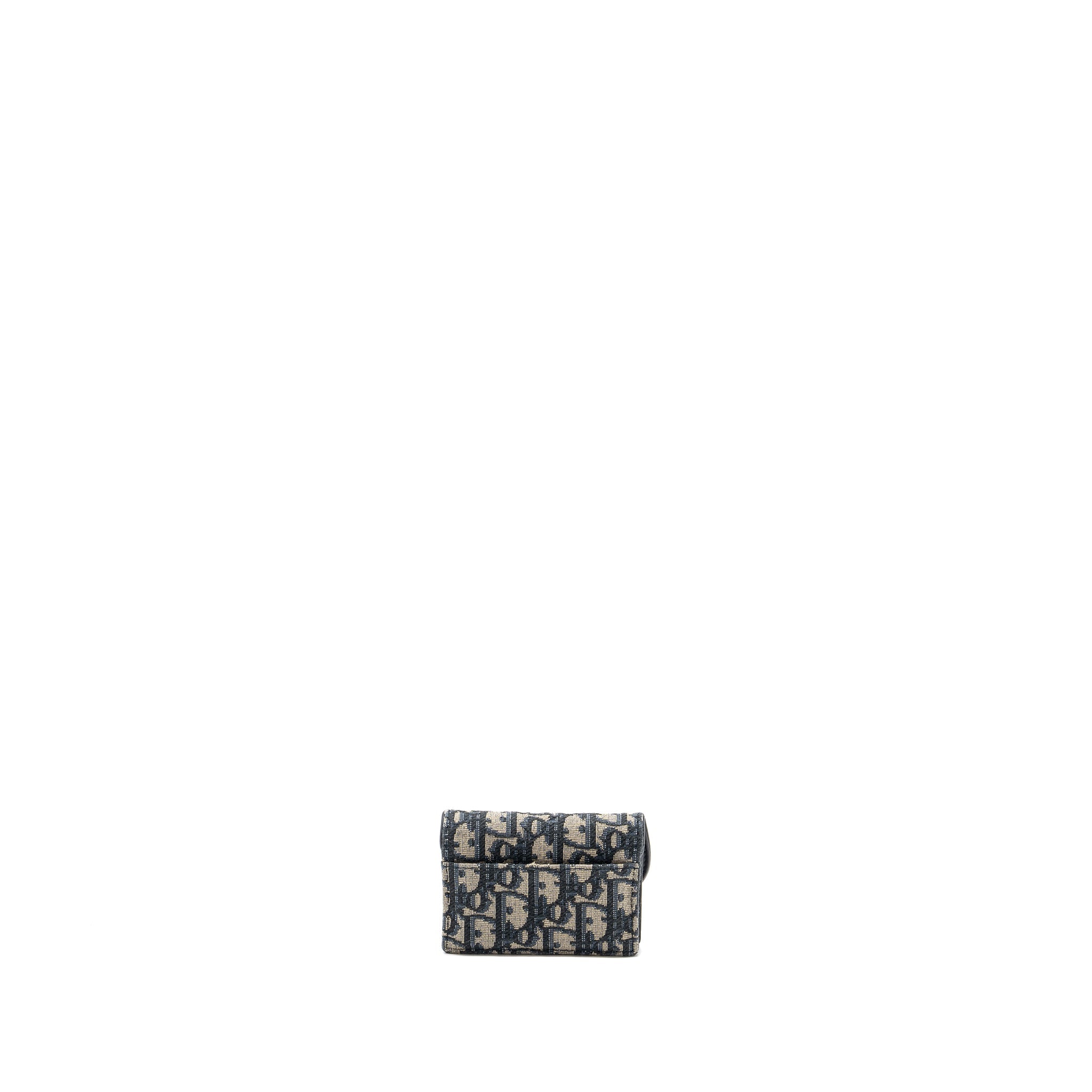 DIOR SADDLE FLAP CARD HOLDER OBLIQUE CANVAS BLUE GHW