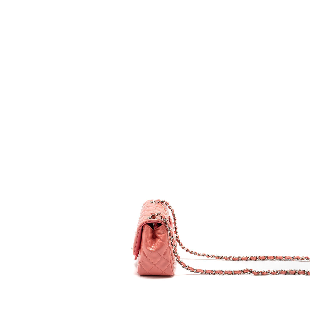 CHANEL MINI SQUARE FLAP BAG PATENT PINK SHW