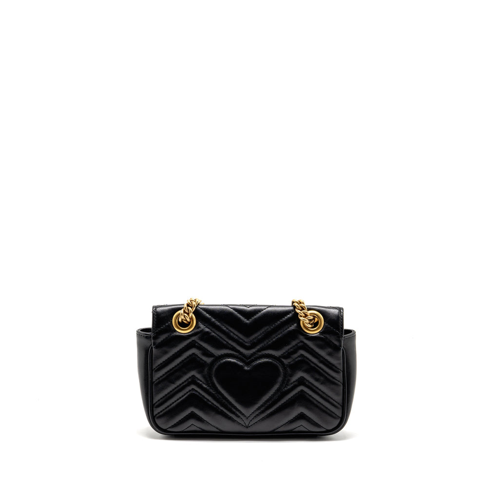 GUCCI MINI GG MARMONT FLAP BAG CALFSKIN BLACK GHW