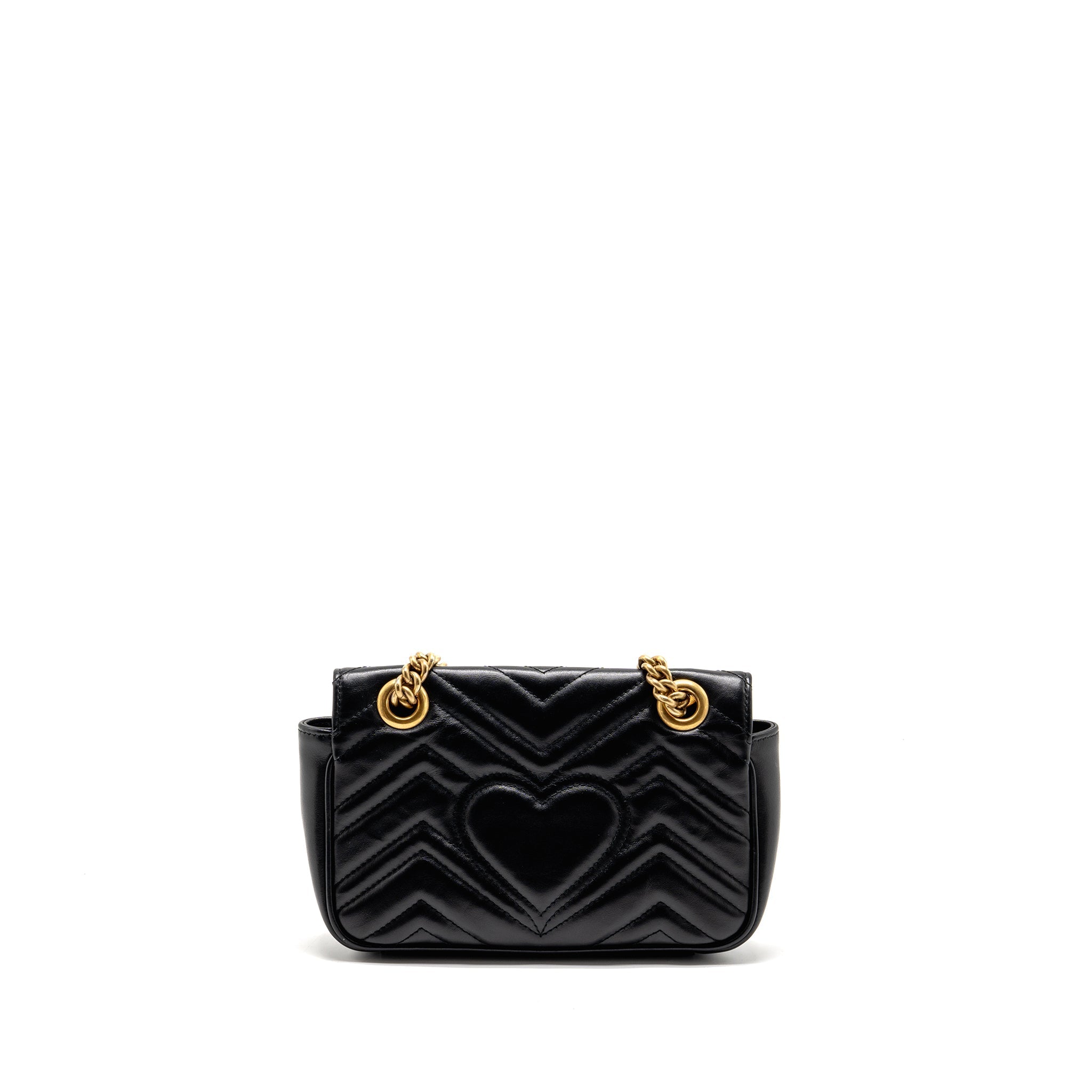 GUCCI MINI GG MARMONT FLAP BAG CALFSKIN BLACK GHW
