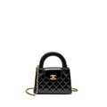 CHANEL MINI KELLY SHOPPING TOTE BAG CALFSKIN BLACK GHW (MICROCHIP)