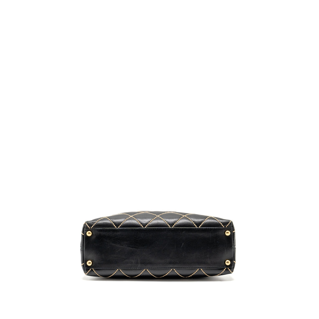 CHANEL VINTAGE WILD STITCH SHOULDER BAG CALFSKIN BLACK GHW