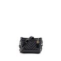CHANEL CHEVRON SMALL GABRIELLE HOBO BAG CALFSKIN BLACK MULTICOLOR HARDWARE