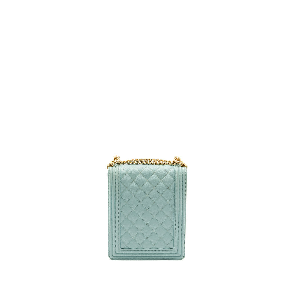 CHANEL NORTH SOUTH BOY BAG CAVIAR LIGHT BLUE GHW