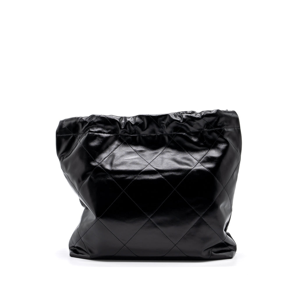 CHANEL MEDIUM 22 BAG SHINY CALFSKIN BLACK SHW (MICROCHIP)