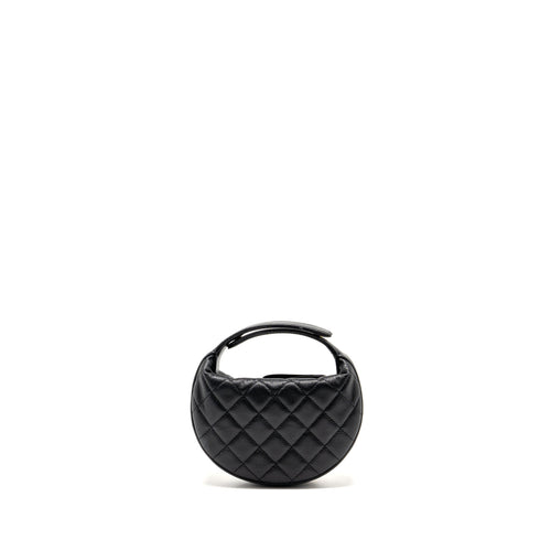 CHANEL 23B ROUND CLUTCH CAVIAR BLACK LGHW (MICROCHIP)