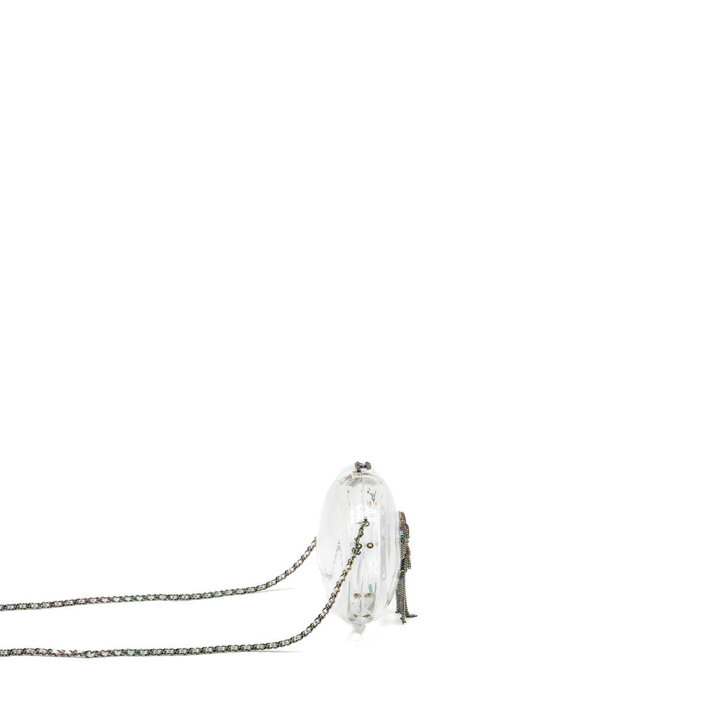 CHANEL 18S EVENING BAG WITH DETAIL CHAINS EMBELLISHED ACRYLIC MULTICOLOUR HARDWARE
