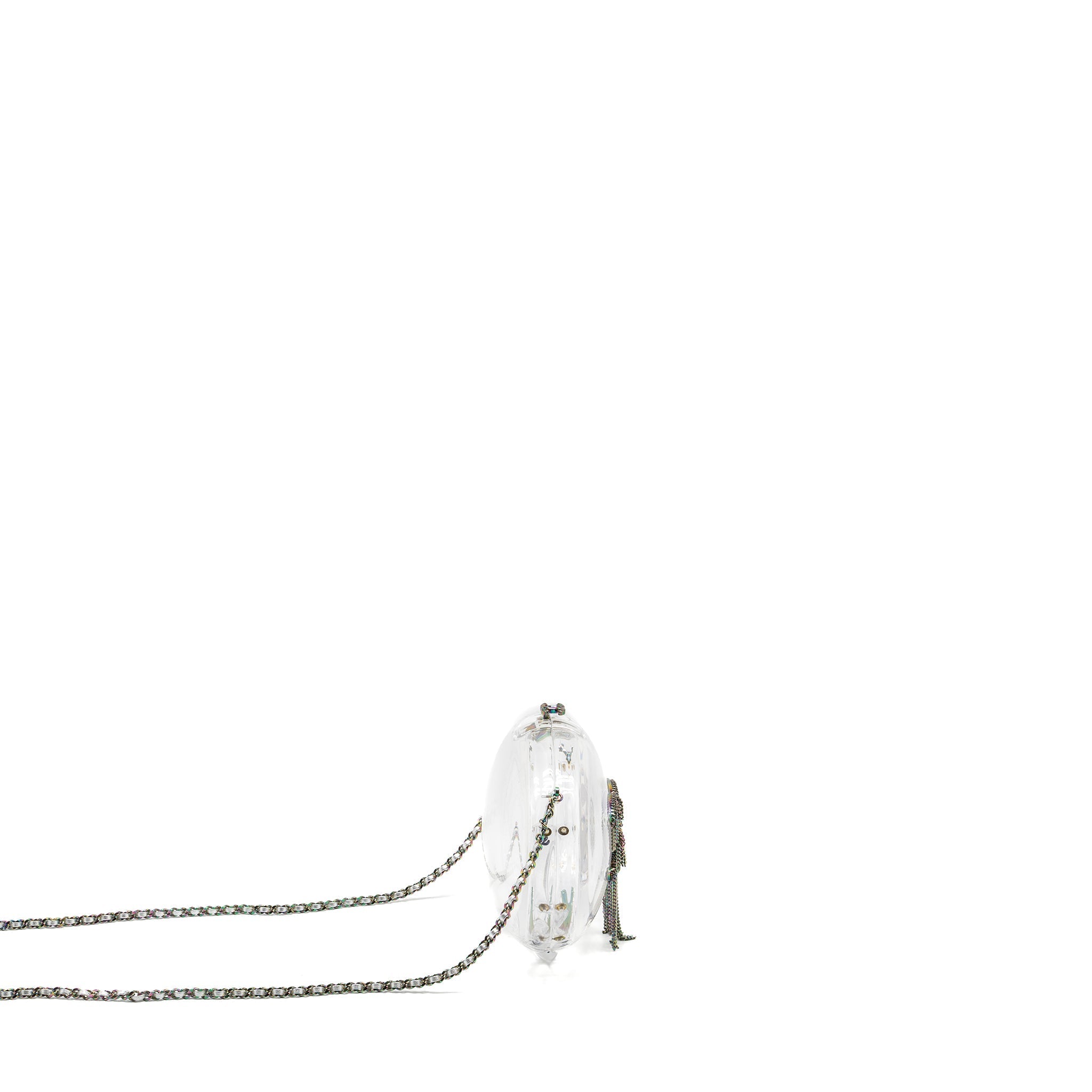 CHANEL 18S EVENING BAG WITH DETAIL CHAINS EMBELLISHED ACRYLIC MULTICOLOUR HARDWARE