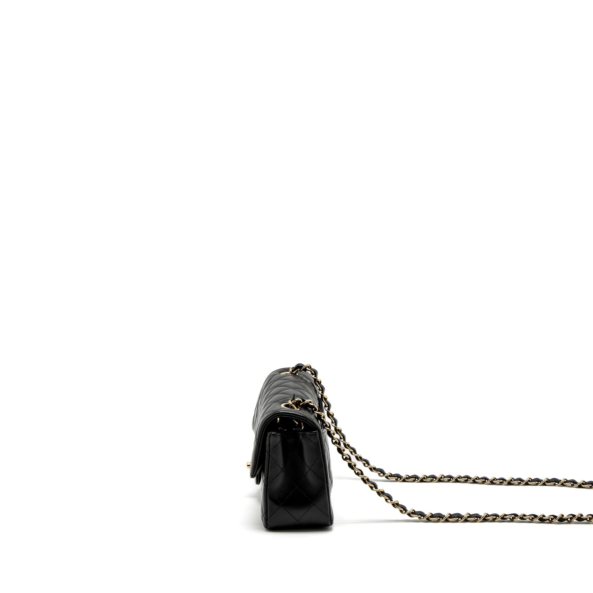 CHANEL CLASSIC MINI RECTANGULAR FLAP BAG LAMBSKIN BLACK LGHW (MICROCHIP)