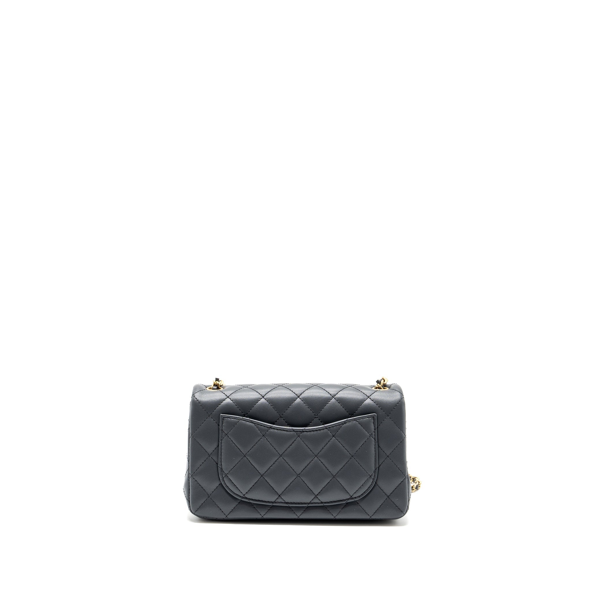 CHANEL PEARL CRUSH MINI RECTANGULAR FLAP BAG LAMBSKIN DARK GREY GHW (MICROCHIP)